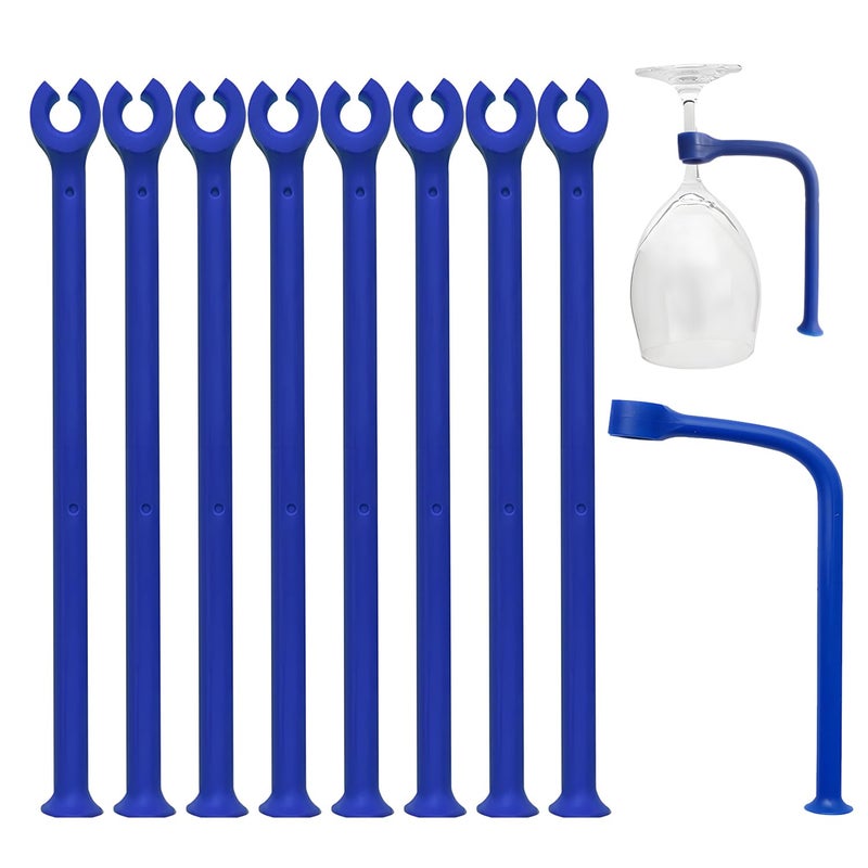 YouU Silicone Stemware Saver Flexible Stemware Holder Dishwasher Wine Glass Protector Tether Silicone Dishwasher Attachment (Blue/8 pcs) - Image 1